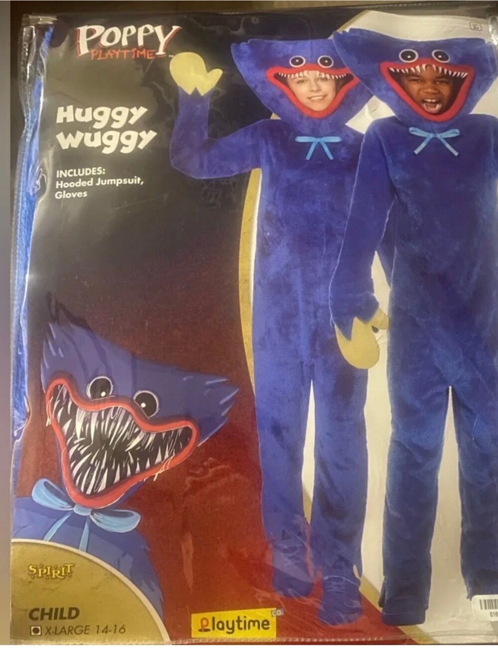 Spirit Huggy Wuggy Poppy Blue Plush Hooded Children's Costume Long Sleeve Soft F